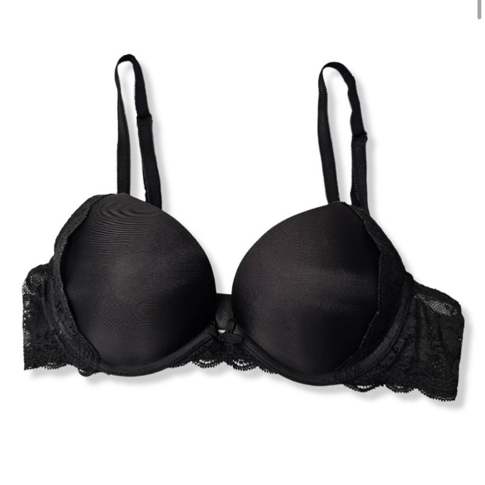 Victoria's Secret Size 34B Black Dream Angels Push Up Bra Lace Band Underwire